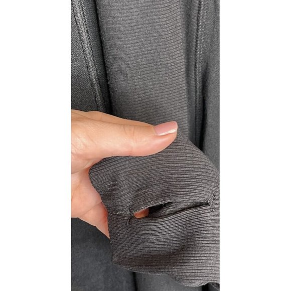 Athleta Cardigan Size Medium Black Open Front Sweater Thumbholes - Picture 3 of 7